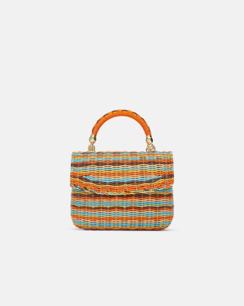 Round raffia crossbody bag